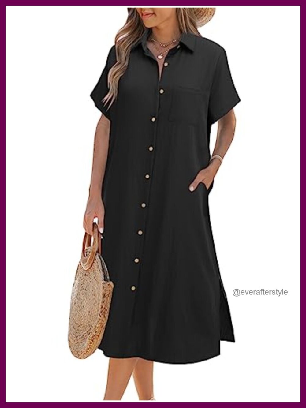 Zeagoo Women's Summer Casual Button Down Shirt Dress with Pockets Knee-Length